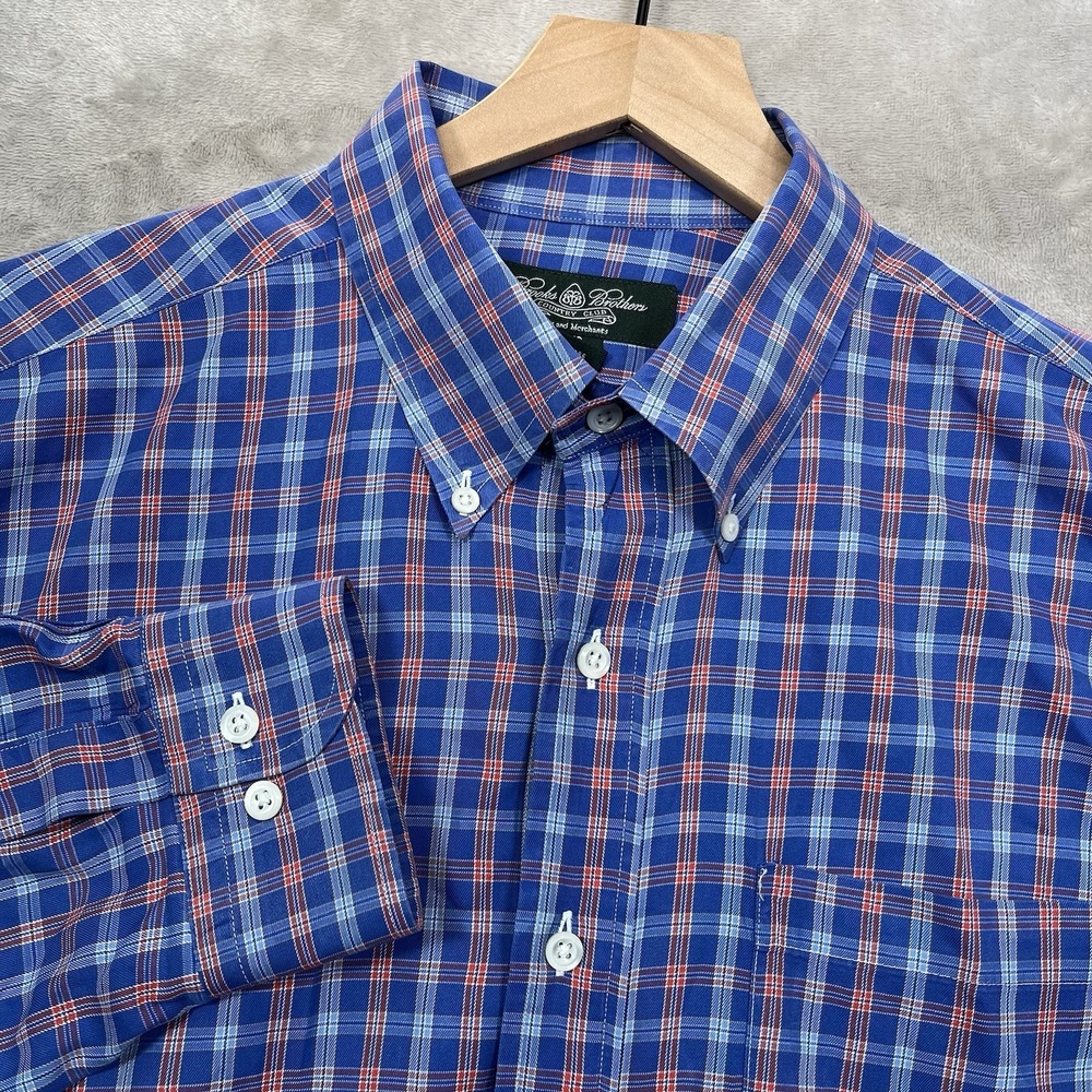 Brooks Brothers Country Club Shirt Mens XL Egyptian Cotton Italy Woven Made USA